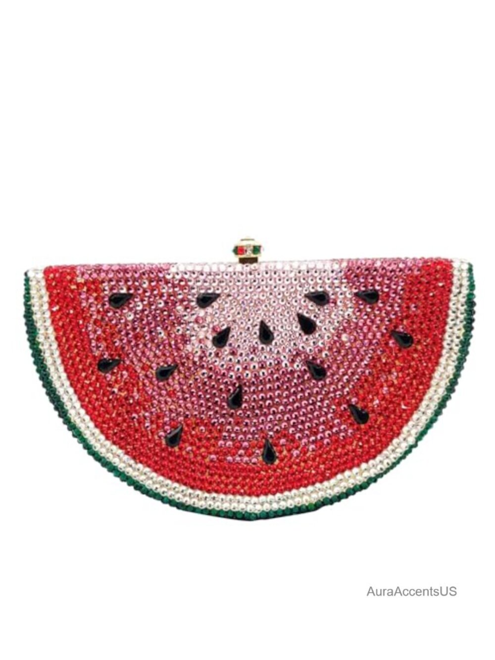 Watermelon Rhinestone Evening Clutch with Chain